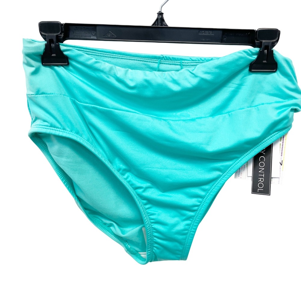 24th & Ocean Turquoise High Waist Tummy Control Bikini Swim Bottom Size 10